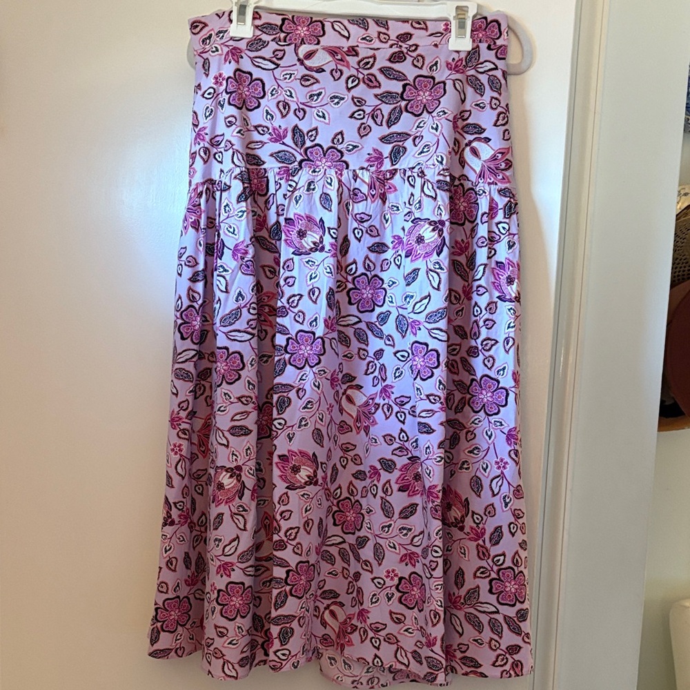 Ann Taylor Purple Floral A-Line Skirt